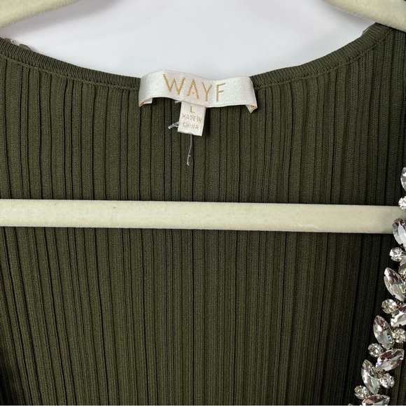 WAYF Cinthia Jewel Neck Long Sleeve Rib Midi Dress sz Large - Picture 8 of 13